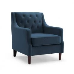 Joelle Blue Linen Tufted Club Chair by Furniture of America