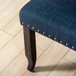 Anthus Blue Nailhead Button Tufted High Back Bench by Furniture of America -Furniture of America Sales Store blue furniture of america bedroom benches idf 3324bk bl bn 4f 1000