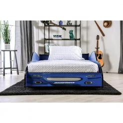 Verrett Blue Twin Race Car Bed by Furniture of America 11 Verrett Blue Twin Race Car Bed by Furniture of America -Furniture of America Sales Store blue furniture of america kids beds idf 7643bl 1f 1000
