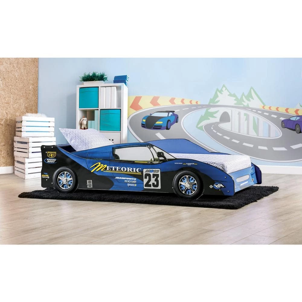Verrett Blue Twin Race Car Bed by Furniture of America 7 Verrett Blue Twin Race Car Bed by Furniture of America - Image 7