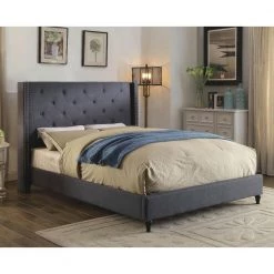 Winnabow 67.25 in. W Blue Queen Wood Frame Platform Bed by Furniture of America -Furniture of America Sales Store blue furniture of america platform beds idf 7677bl q 31 1000
