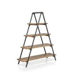 59 in. Bronze Metal 4-Shelf Ladder Bookcase with Open Back by Furniture of America