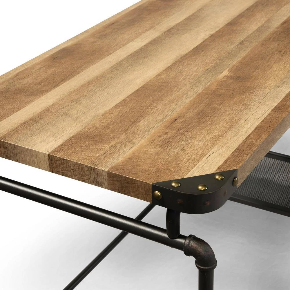 Lyric 47.25 in. Rectangle Light Brown and Black Wood Computer Desk with Shelf by Furniture of America 7 Lyric 47.25 in. Rectangle Light Brown and Black Wood Computer Desk with Shelf by Furniture of America - Image 7