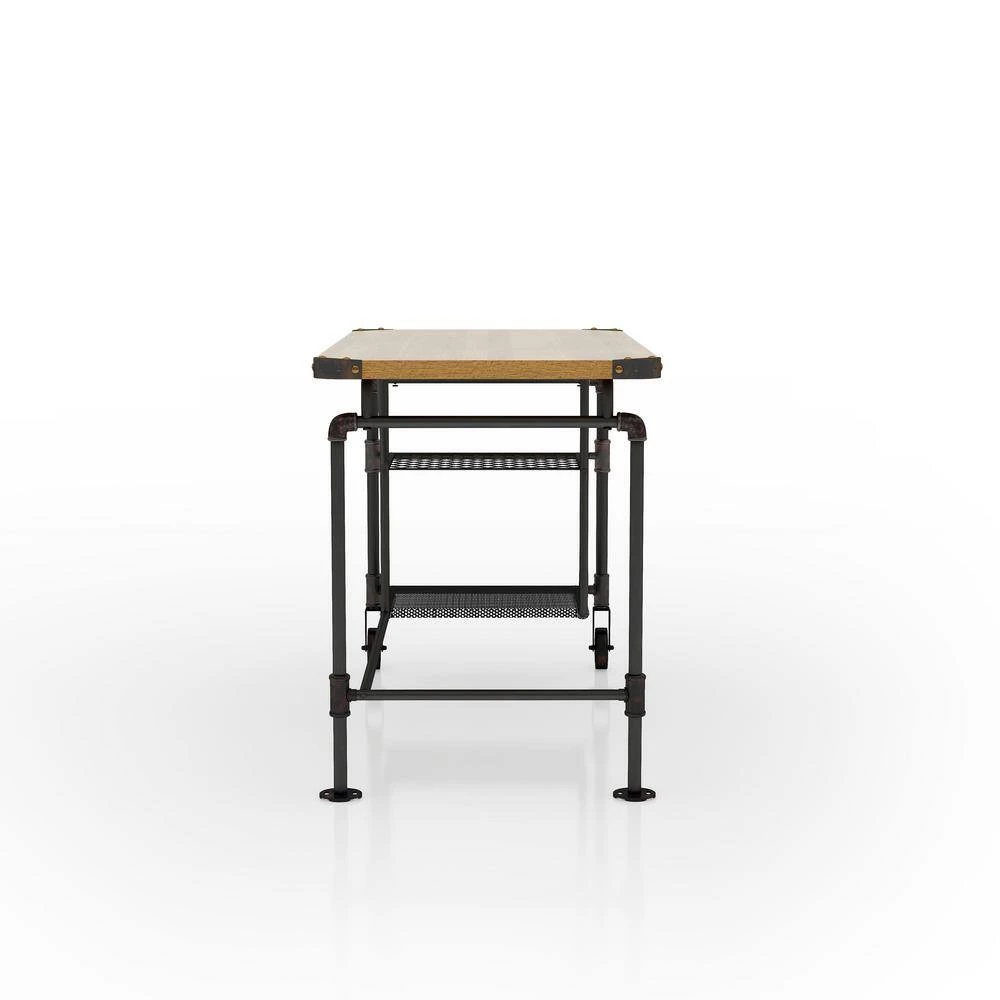 Lyric 47.25 in. Rectangle Light Brown and Black Wood Computer Desk with Shelf by Furniture of America 2 Lyric 47.25 in. Rectangle Light Brown and Black Wood Computer Desk with Shelf by Furniture of America - Image 2