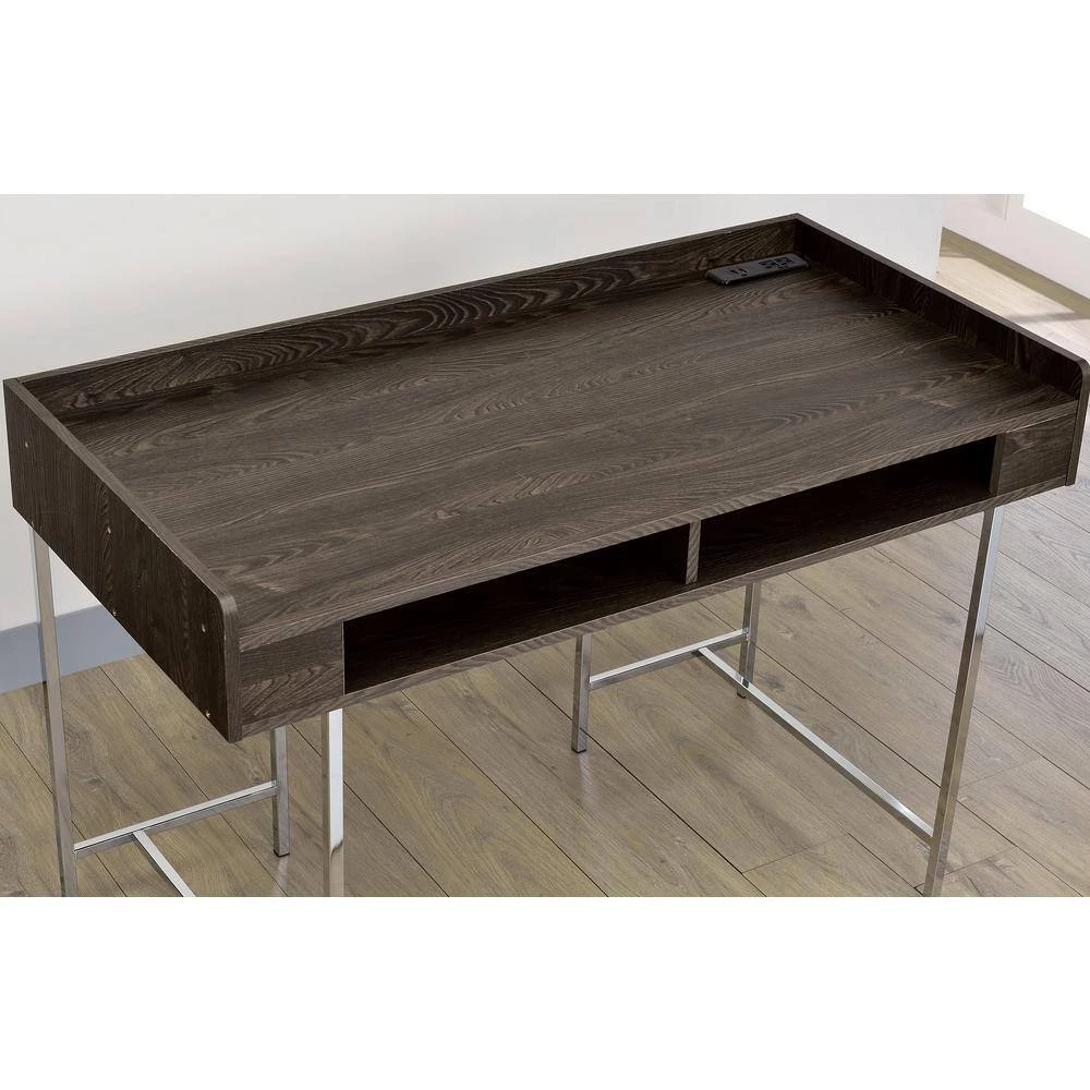 Burkette Brown and Chrome Writing Desk by Furniture of America 4 Burkette Brown and Chrome Writing Desk by Furniture of America - Image 4