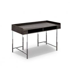 Burkette Brown and Chrome Writing Desk by Furniture of America