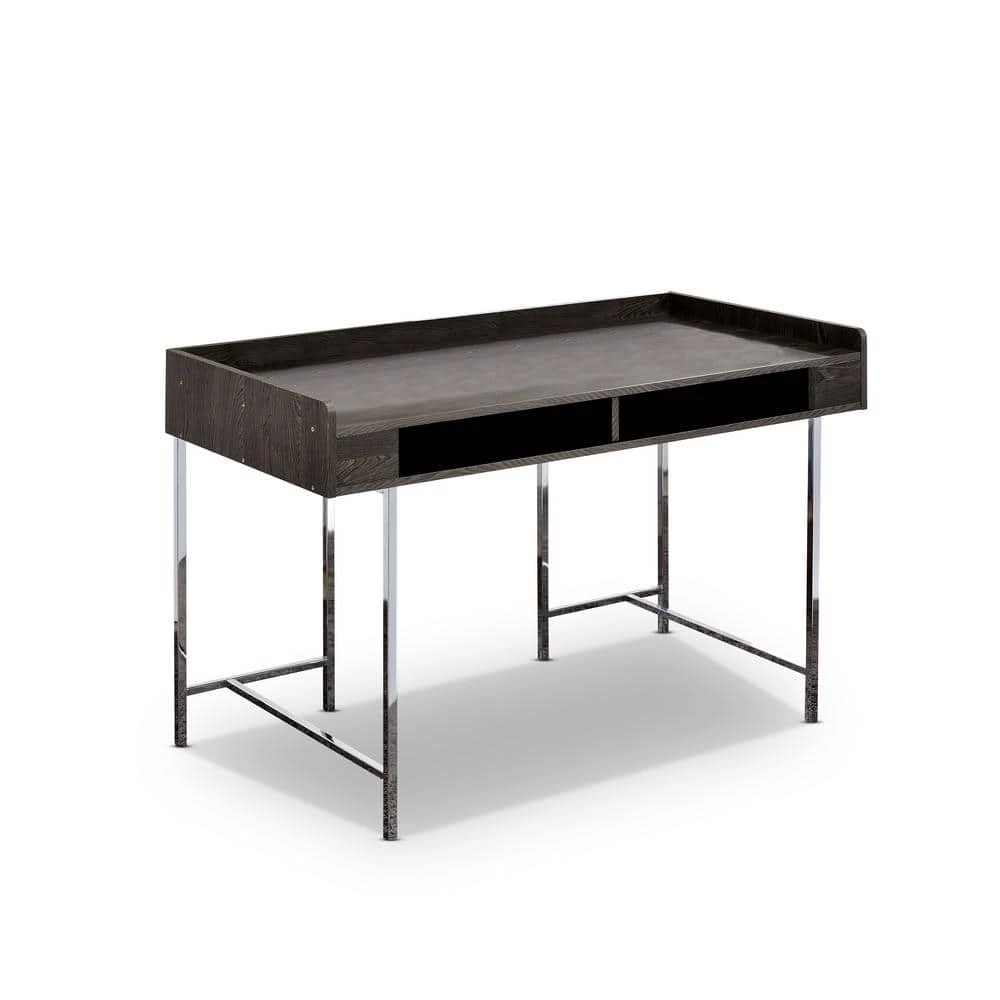 Burkette Brown and Chrome Writing Desk by Furniture of America 1 Burkette Brown and Chrome Writing Desk by Furniture of America