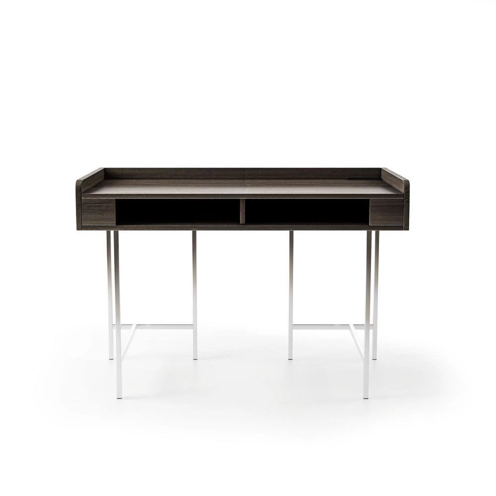 Burkette Brown and Chrome Writing Desk by Furniture of America 3 Burkette Brown and Chrome Writing Desk by Furniture of America - Image 3