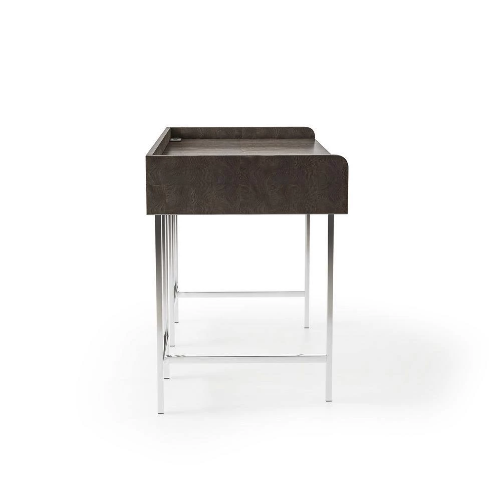 Burkette Brown and Chrome Writing Desk by Furniture of America 2 Burkette Brown and Chrome Writing Desk by Furniture of America - Image 2