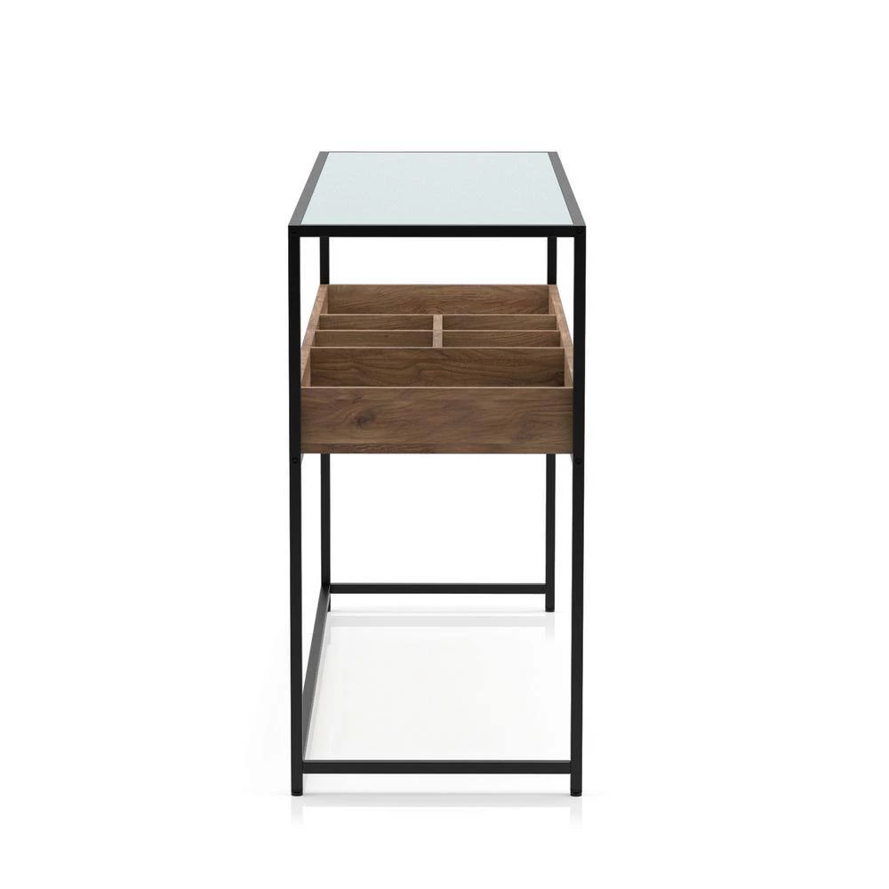 Trinton 47.88 in. Brown and Matte Black Coating Rectangle Glass Console Table by Furniture of America 2 Trinton 47.88 in. Brown and Matte Black Coating Rectangle Glass Console Table by Furniture of America - Image 2