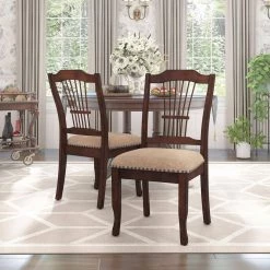 Bennettsville Brown Cherry and Beige Wood Nailhead Dining Side Chairs (Set of 2) by Furniture of America 9 Bennettsville Brown Cherry and Beige Wood Nailhead Dining Side Chairs (Set of 2) by Furniture of America -Furniture of America Sales Store brown cherry and beige furniture of america dining chairs idf 3626sc 31 1000