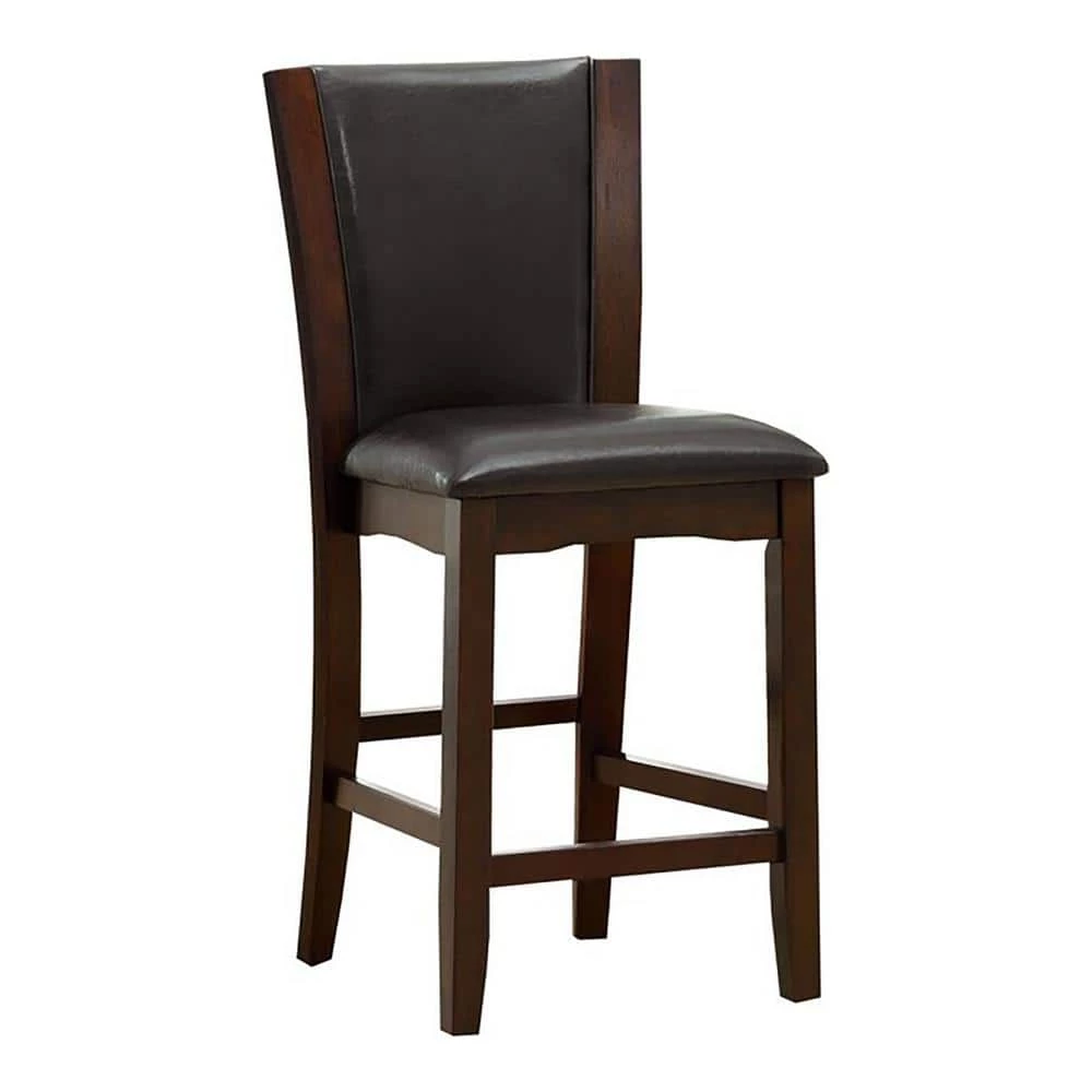 Hirro Brown Cherry and Black Faux Leather Counter Height Side Chair (Set of 2) by Furniture of America 1 Hirro Brown Cherry and Black Faux Leather Counter Height Side Chair (Set of 2) by Furniture of America