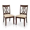 Leon Brown Cherry Fabric Geometric Side Chair (Set of 2) by Furniture of America