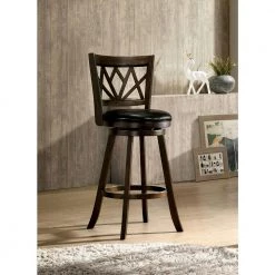 Amina 43.25 in. Brown Cherry Low Back Wood Bar Stool with Faux Leather Seat set of 1 Best by Furniture of America -Furniture of America Sales Store brown cherry furniture of america bar stools idf br6106br 29 31 1000