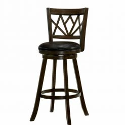 Amina 43.25 in. Brown Cherry Low Back Wood Bar Stool with Faux Leather Seat set of 1 Best by Furniture of America