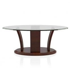 Ali 48 in. Brown Cherry Oval Glass Coffee Table by Furniture of America -Furniture of America Sales Store brown cherry furniture of america coffee tables idf 4104c c3 1000