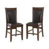 Morris Brown Cherry Leather Cushioned Counter Height Dining Chair (Set of 2) by Furniture of America