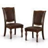 Pridore Brown Cherry Faux Leather Padded Dining Side Chair (Set of 2) by Furniture of America