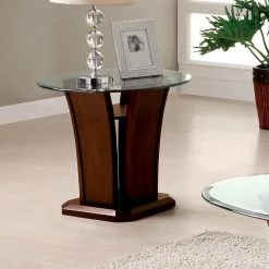 Ali 26 in. Brown Cherry Round Glass End Table by Furniture of America 8 Ali 26 in. Brown Cherry Round Glass End Table by Furniture of America -Furniture of America Sales Store brown cherry furniture of america end side tables idf 4104e 4f 1000