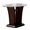 Ali 26 in. Brown Cherry Round Glass End Table by Furniture of America