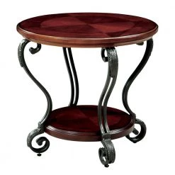 Lantis Brown Cherry End Table by Furniture of America