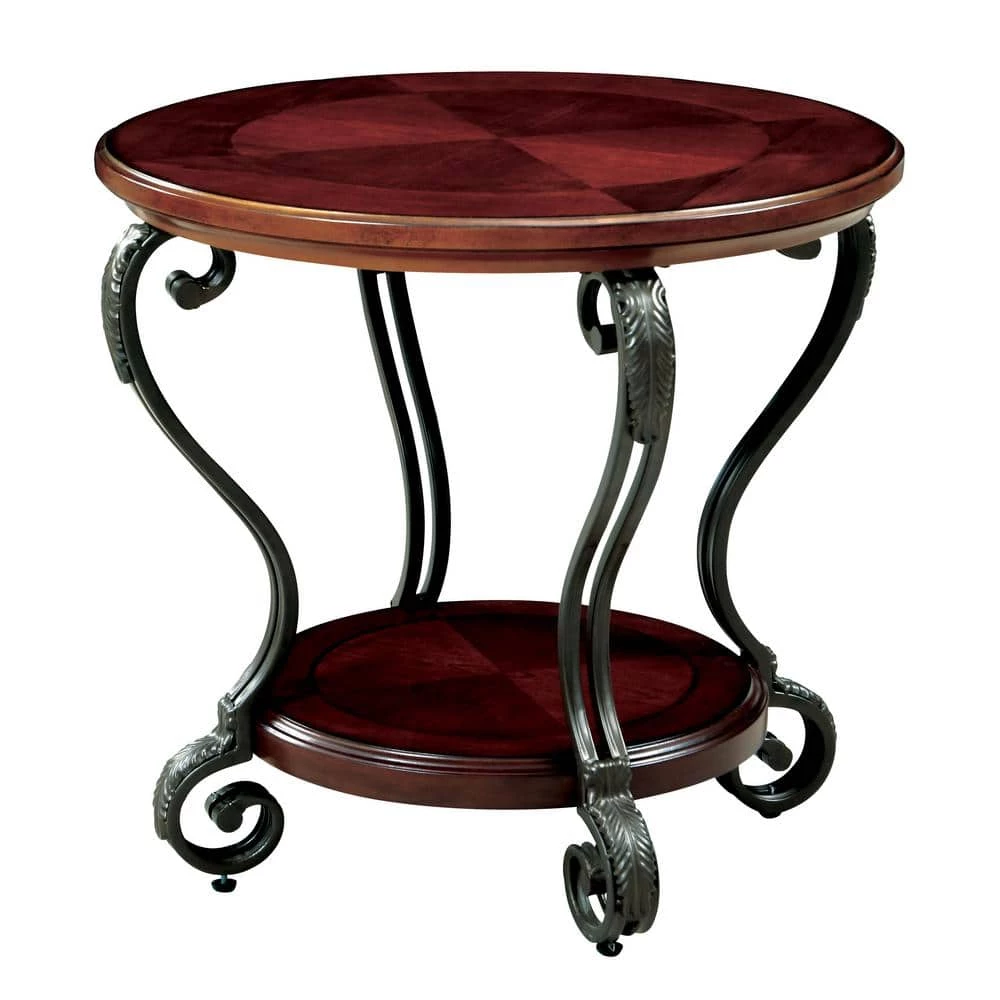 Lantis Brown Cherry End Table by Furniture of America 1 Lantis Brown Cherry End Table by Furniture of America