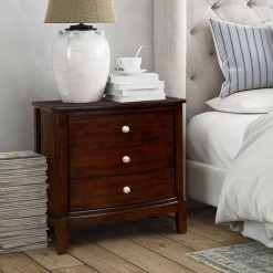 Sommersville 3-Drawer Brown Cherry Nightstand (27.88 in. H x 26.13 in. W x 18 in. D) by Furniture of America -Furniture of America Sales Store brown cherry furniture of america nightstands idf 7483n 31 1000