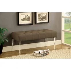 Cladwell Brown Bench with Tufted Top (18 in. H X 40 in. W X 18 in. D) by Furniture of America -Furniture of America Sales Store brown furniture of america bedroom benches idf bn6704br 31 1000