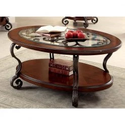 Nestillia 48 in. Brown Oval Wood Coffee Table with 1-Shelf by Furniture of America 13 Nestillia 48 in. Brown Oval Wood Coffee Table with 1-Shelf by Furniture of America -Furniture of America Sales Store brown furniture of america coffee tables idf 4326c 31 1000