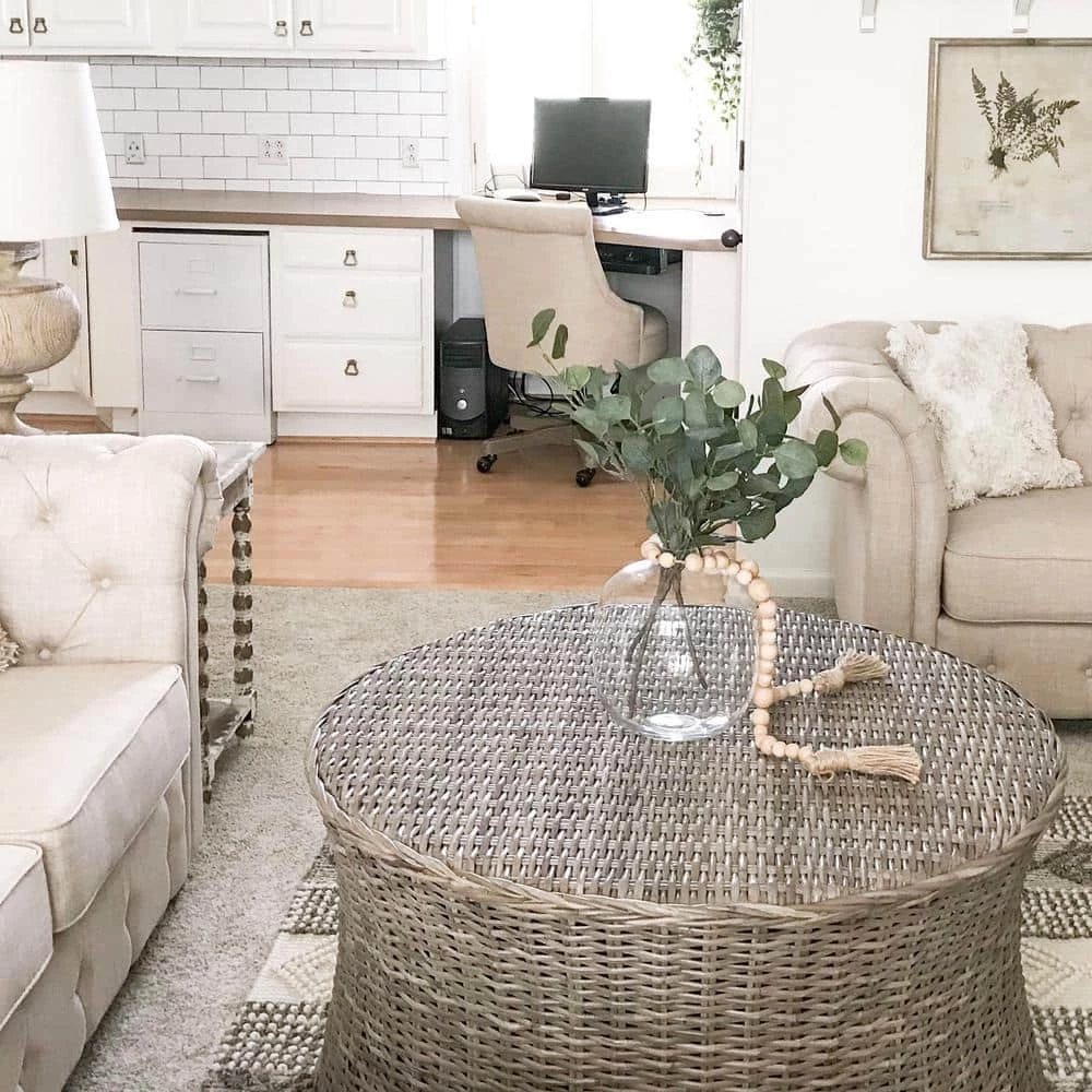 Macon 38 in. Brown Medium Round Wood Coffee Table by Furniture of America 5 Macon 38 in. Brown Medium Round Wood Coffee Table by Furniture of America - Image 5