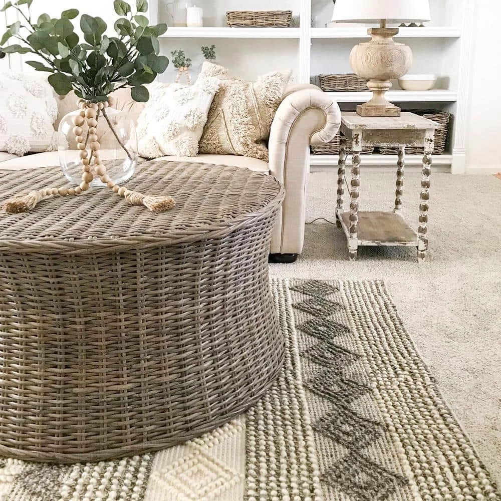 Macon 38 in. Brown Medium Round Wood Coffee Table by Furniture of America 4 Macon 38 in. Brown Medium Round Wood Coffee Table by Furniture of America - Image 4