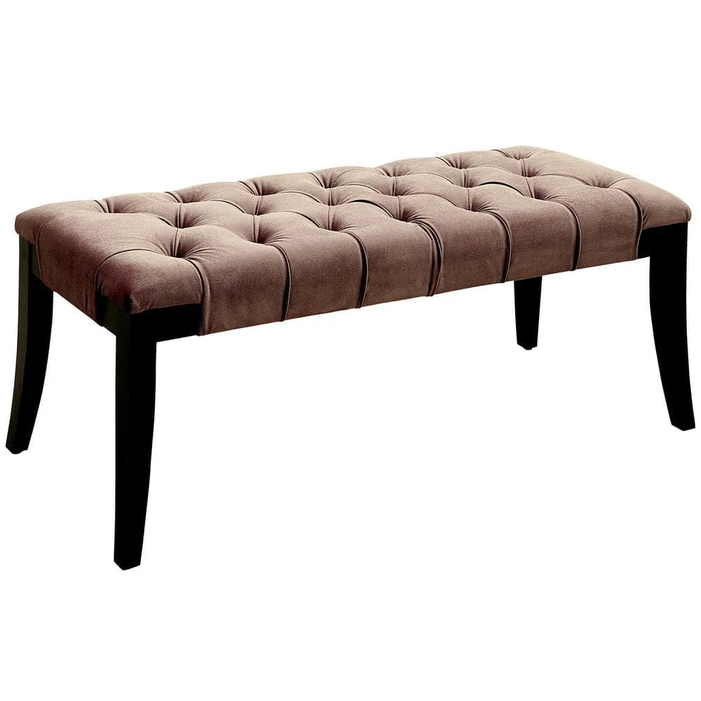 Toluca Brown Bench with Tufted Cushion (19 in. H X 47.5 in. W X 18 in. D) by Furniture of America 1 Toluca Brown Bench with Tufted Cushion (19 in. H X 47.5 in. W X 18 in. D) by Furniture of America