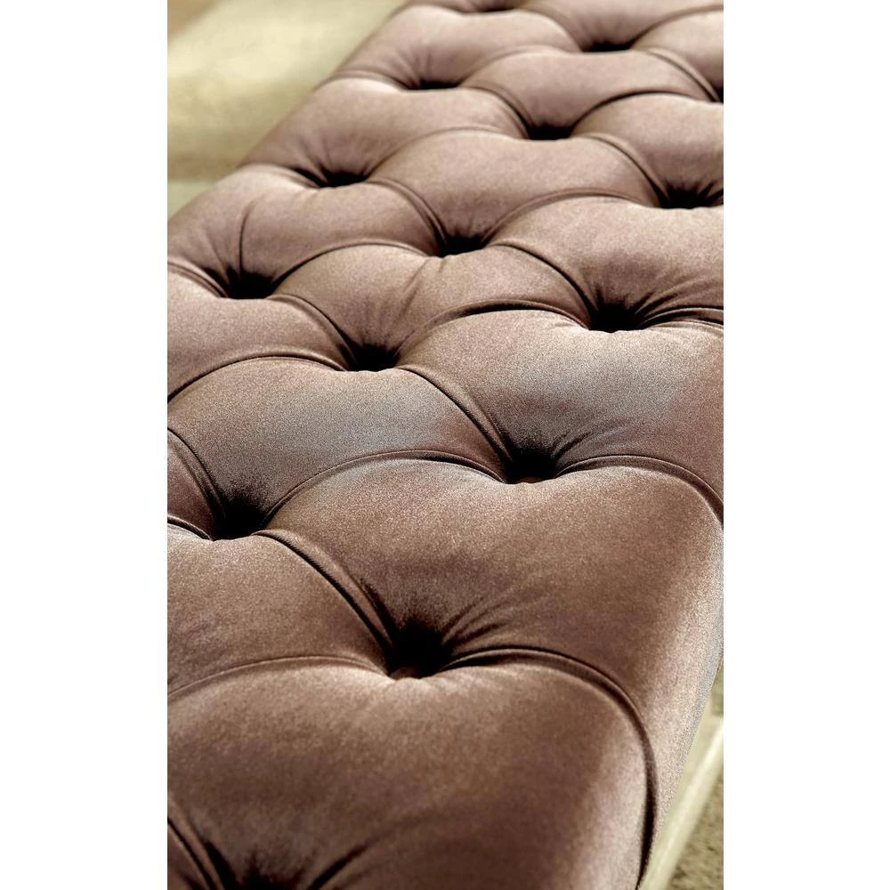 Toluca Brown Bench with Tufted Cushion (19 in. H X 47.5 in. W X 18 in. D) by Furniture of America 2 Toluca Brown Bench with Tufted Cushion (19 in. H X 47.5 in. W X 18 in. D) by Furniture of America - Image 2