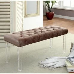 Casar Brown Bench with Tufted Cushion (20 in. H X 48 in. W x 18 in. D) by Furniture of America -Furniture of America Sales Store brown furniture of america dining benches idf bn6202br 31 1000
