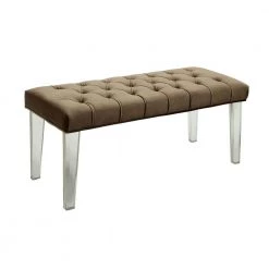 Casar Brown Bench with Tufted Cushion (20 in. H X 48 in. W x 18 in. D) by Furniture of America