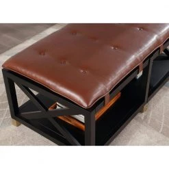 Morgantown Brown Bench with Shelf (20.25 in. H X 48.5 in. W X 24.75 in. D) by Furniture of America -Furniture of America Sales Store brown furniture of america dining benches idf bn823br 44 1000