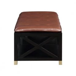 Morgantown Brown Bench with Shelf (20.25 in. H X 48.5 in. W X 24.75 in. D) by Furniture of America -Furniture of America Sales Store brown furniture of america dining benches idf bn823br c3 1000