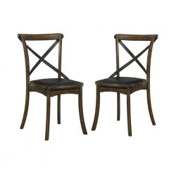 Renly Burnished Oak and Espresso Side Chairs (Set of 2) by Furniture of America