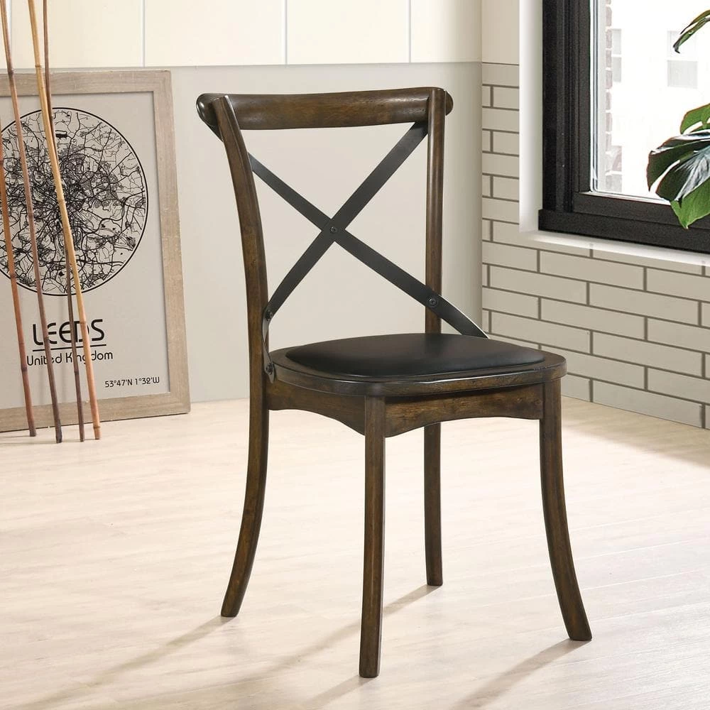 Renly Burnished Oak and Espresso Side Chairs (Set of 2) by Furniture of America 2 Renly Burnished Oak and Espresso Side Chairs (Set of 2) by Furniture of America - Image 2