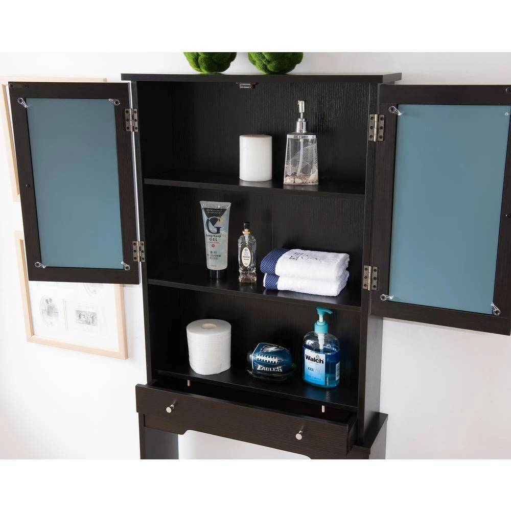 Paros Cappuccino Bathroom Space Saving Cabinet with 3-Shelf by Furniture of America 7 Paros Cappuccino Bathroom Space Saving Cabinet with 3-Shelf by Furniture of America - Image 7