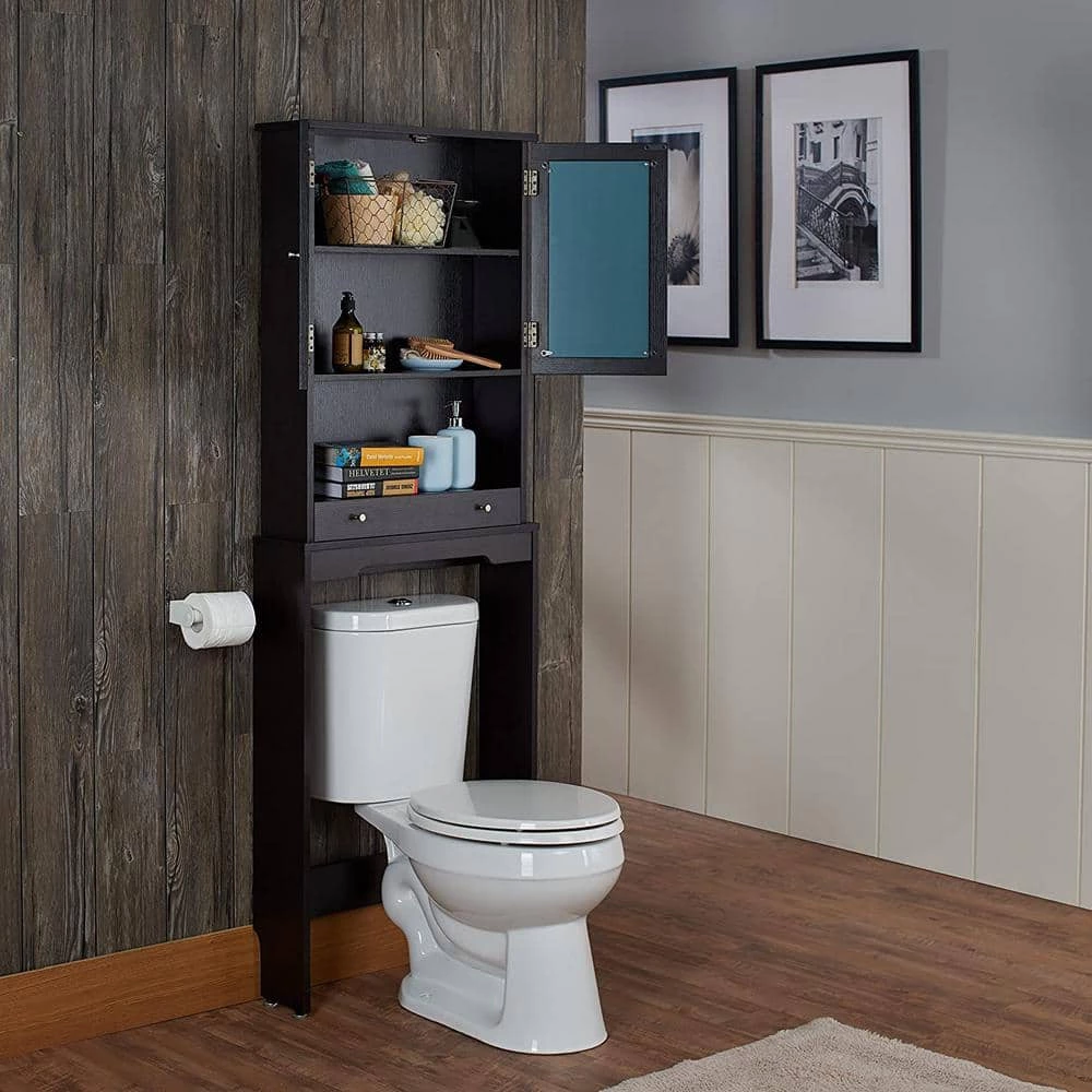 Paros Cappuccino Bathroom Space Saving Cabinet with 3-Shelf by Furniture of America 5 Paros Cappuccino Bathroom Space Saving Cabinet with 3-Shelf by Furniture of America - Image 5