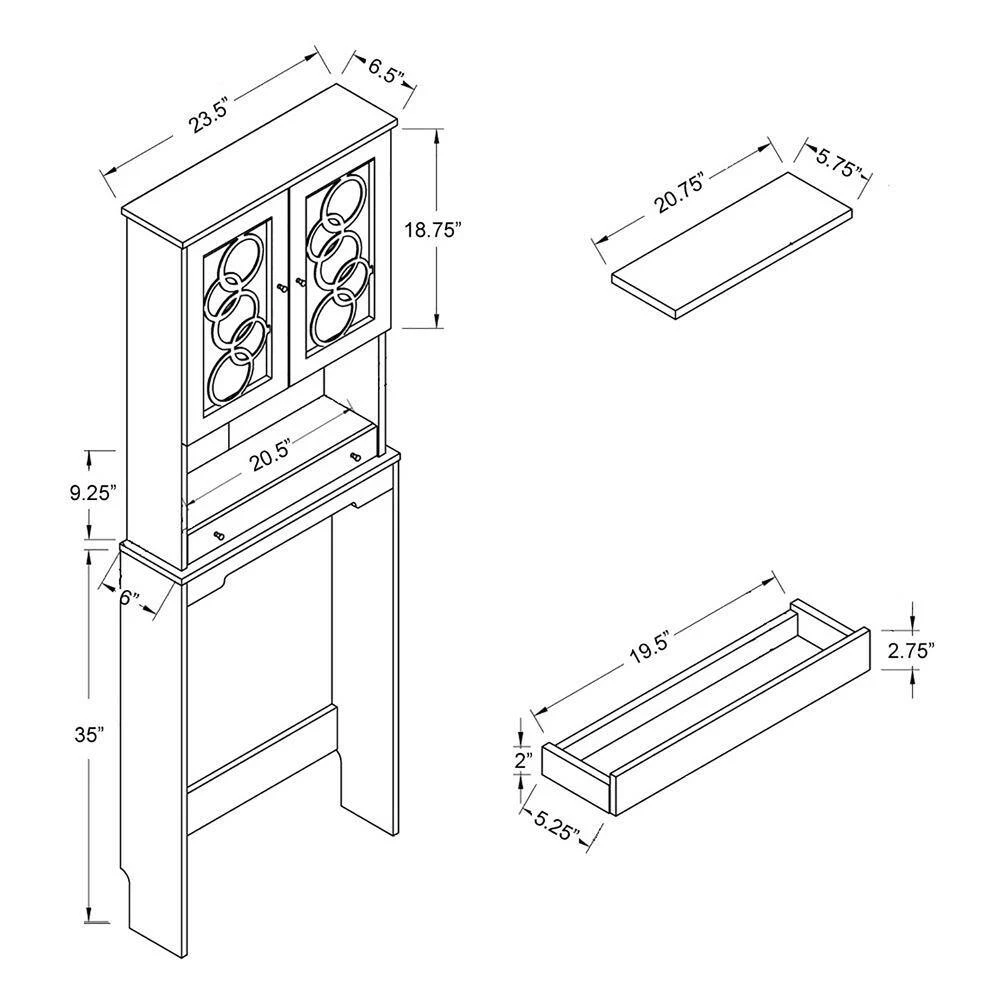 Paros Cappuccino Bathroom Space Saving Cabinet with 3-Shelf by Furniture of America 9 Paros Cappuccino Bathroom Space Saving Cabinet with 3-Shelf by Furniture of America - Image 9
