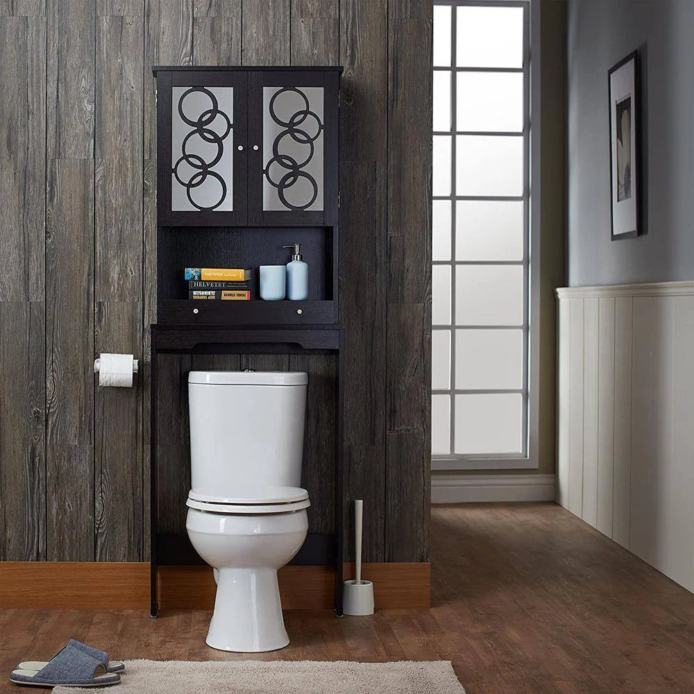 Paros Cappuccino Bathroom Space Saving Cabinet with 3-Shelf by Furniture of America 4 Paros Cappuccino Bathroom Space Saving Cabinet with 3-Shelf by Furniture of America - Image 4