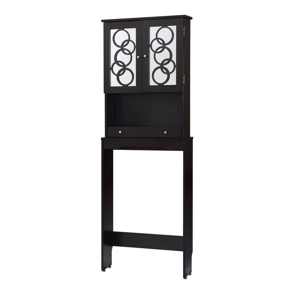 Paros Cappuccino Bathroom Space Saving Cabinet with 3-Shelf by Furniture of America 2 Paros Cappuccino Bathroom Space Saving Cabinet with 3-Shelf by Furniture of America - Image 2