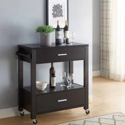 Korben Cappuccino Kitchen Cart with Drawers by Furniture of America -Furniture of America Sales Store cappuccino furniture of america kitchen carts idi 202680 31 1000