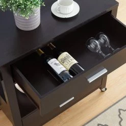 Korben Cappuccino Kitchen Cart with Drawers by Furniture of America -Furniture of America Sales Store cappuccino furniture of america kitchen carts idi 202680 76 1000