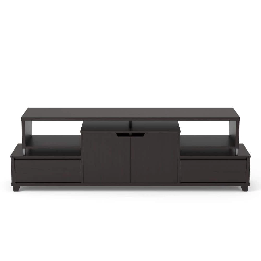 Tekel 71 in. Cappuccino Particle Board TV Stand with 2-Drawer Fits TVs Up to 80 in. with Storage Doors by Furniture of America 4 Tekel 71 in. Cappuccino Particle Board TV Stand with 2-Drawer Fits TVs Up to 80 in. with Storage Doors by Furniture of America - Image 4