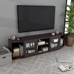 Estancia 72 in. Cappuccino TV Stand with 4-Open Shelf Fits TV's up to 83 in. with Cable Management by Furniture of America -Furniture of America Sales Store cappuccino furniture of america tv stands idi 172105 1f 1000