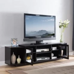 Estancia 72 in. Cappuccino TV Stand with 4-Open Shelf Fits TV's up to 83 in. with Cable Management by Furniture of America -Furniture of America Sales Store cappuccino furniture of america tv stands idi 172105 31 1000