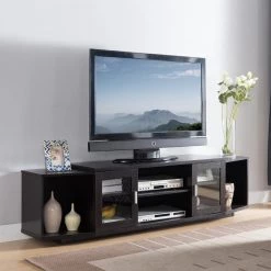 Estancia 72 in. Cappuccino TV Stand with 4-Open Shelf Fits TV's up to 83 in. with Cable Management by Furniture of America -Furniture of America Sales Store cappuccino furniture of america tv stands idi 172105 4f 1000